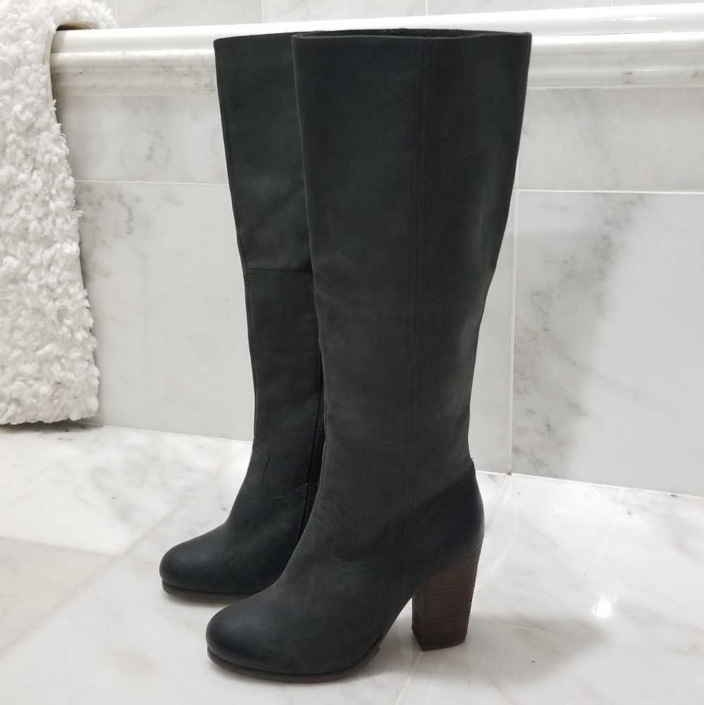 Steve Madden Hudson Black Leather Knee High Boot